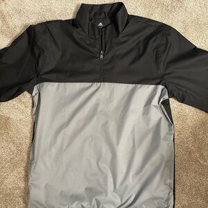 Adidas Black and Gray Climastorm Golf Windbreaker with Quarter-Zip